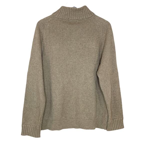 J. Crew Factory Heavyweight Cotton Mock Neck Sweater Tan Men Large Button Panel - Picture 4 of 8